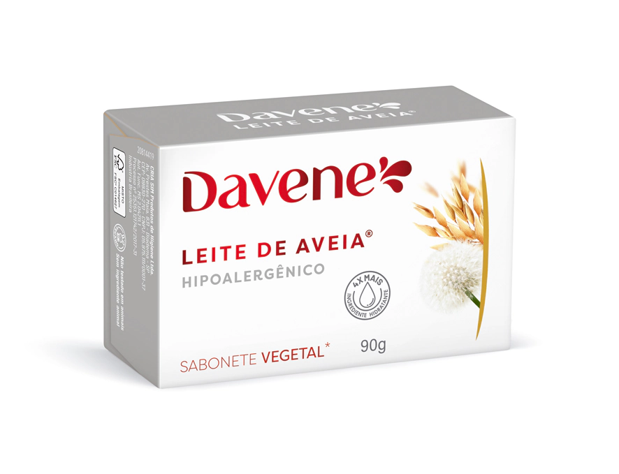 Sabonete Vegetal Leite de Aveia Hipoalergênico Davene Embalagem 90g