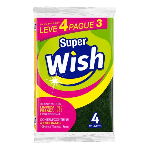 Esponja Super Wish Multiuso Leve 4 Unidades